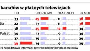 Liczba kanałów w płatnych telewizjach