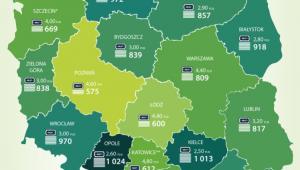 Ile biletów komunikacji miejskiej kupisz za średnią pensję w danym województwie?