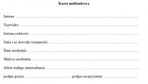 Karta meldunkowa - przykład